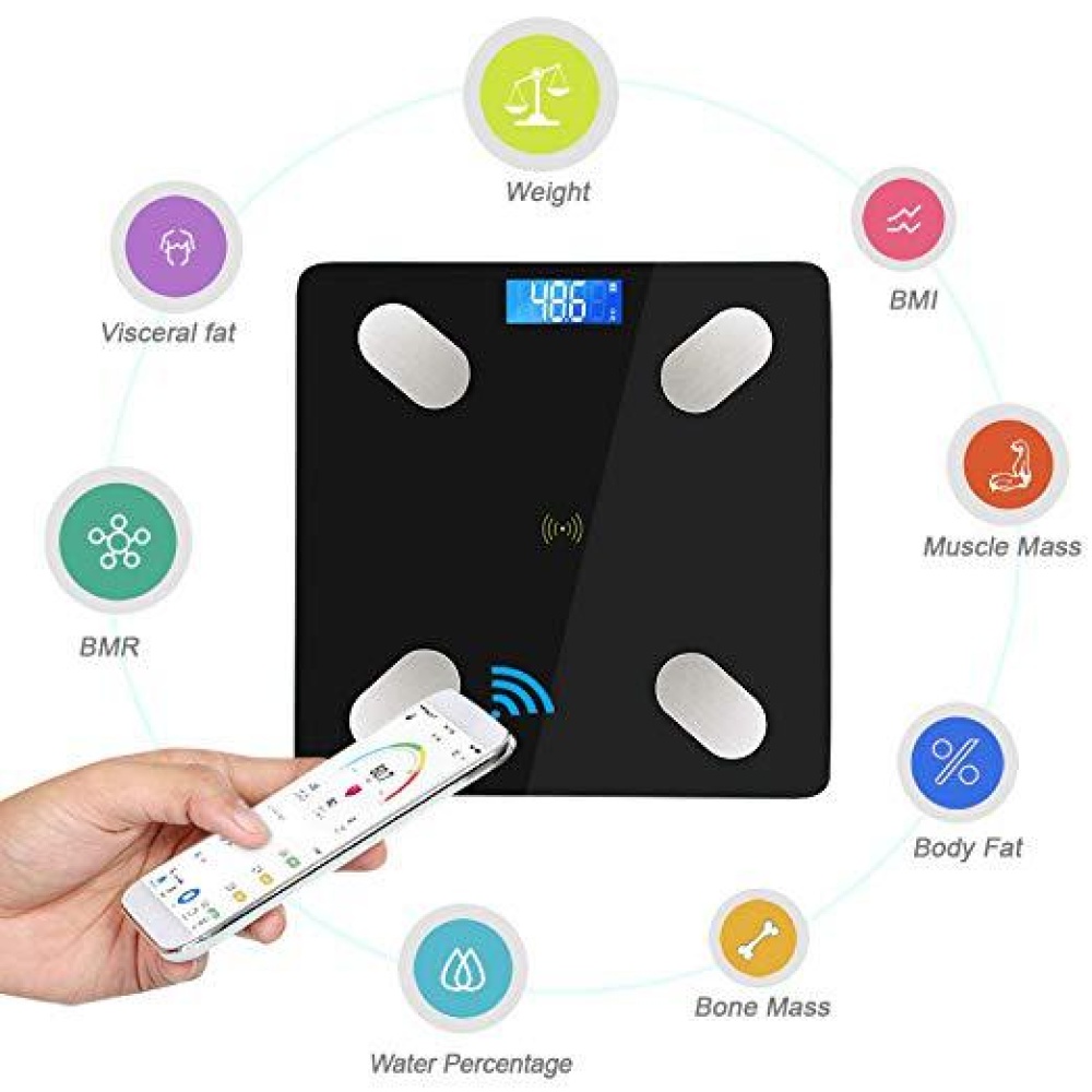 Smart Weighing Scale Digital Bluetooth Voice Body Fat Weight 26X26 black_Battery - Image 2