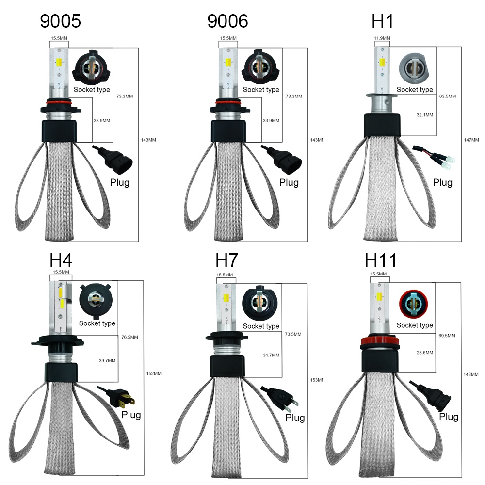 1 pair H8/H9/H11 T9 LED Headlight Kit 3 Colors Changing Bulb 60W Quick Start Car Light Lamp - Image 2