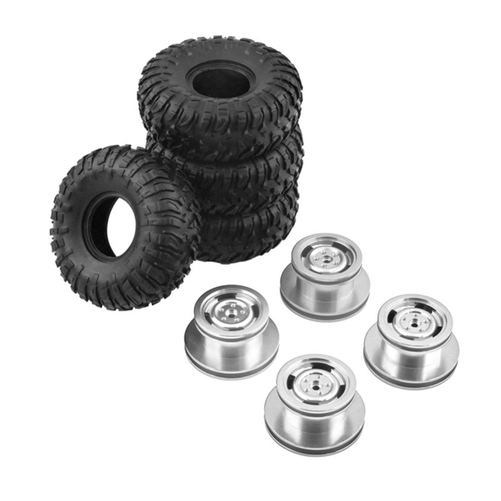 4PCS MN model Metal Beadlock Wheel Rim & Rubber Tires Set for MN45 D90 91 96 99 99S 99A 1/12 Rc Car Mode Silver_4PCS - Image 3