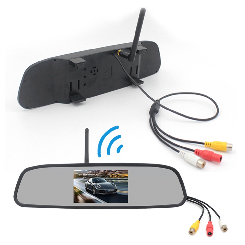 Rearview Mirror Dvr 4.3-inch Rear View + Reversing Camera Wireless Car black - Image 3