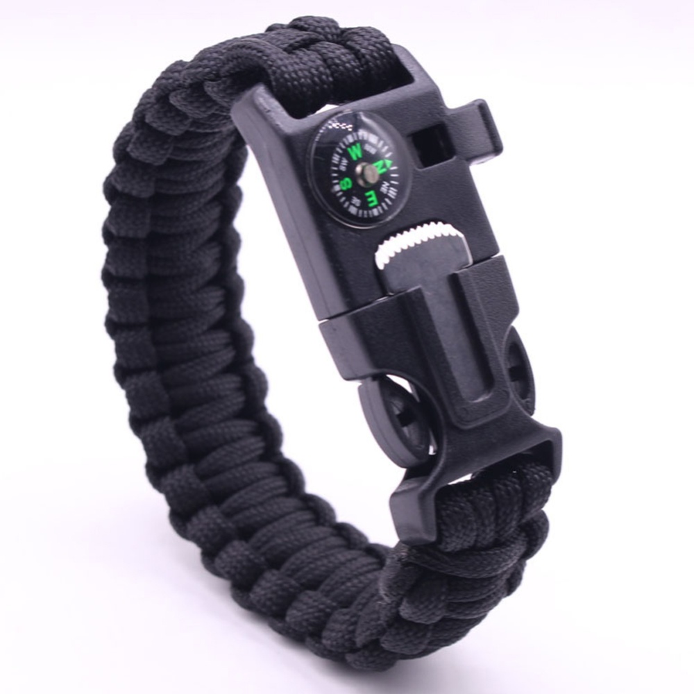 5-in-1 Multi-function Outdoor Seven-core Umbrella Rope Lanyard Camping Adventure Bracelet black - Image 3