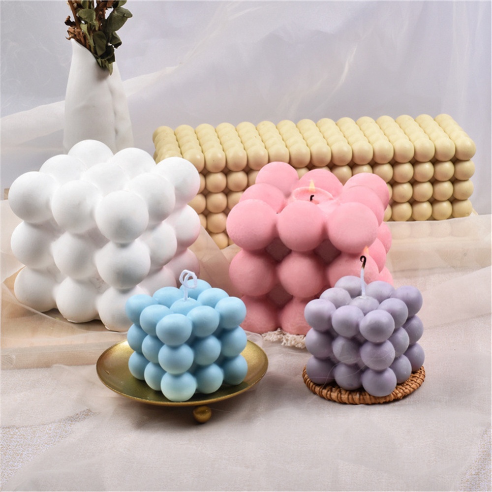 Silicone Magic Round Cube Shaper Candle Mould Mutilayer Diy Mold For Cake Bakery White_7*6.5-Cube candle mould - Image 3