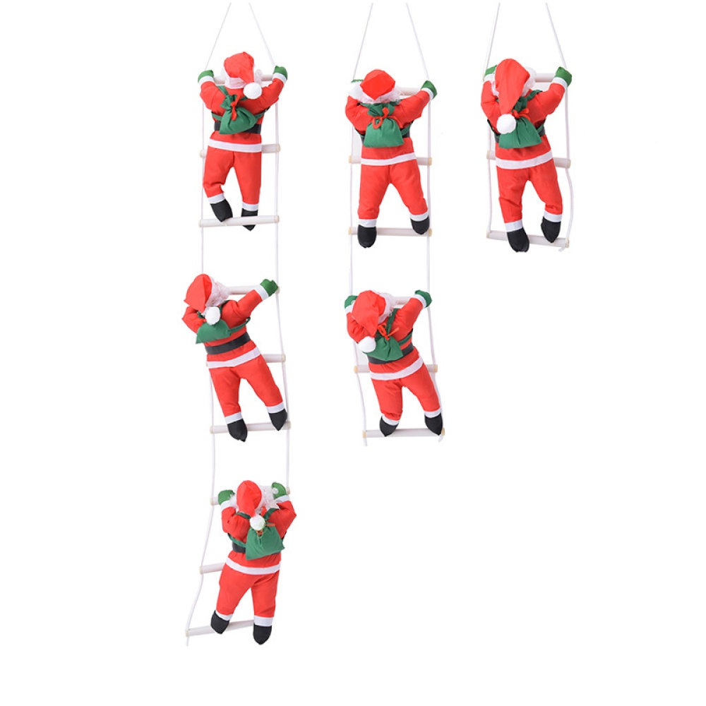 40CM   Santa Climbing Rope Ladder Hanging Ornament for Home Party Decor 40cm three-person rope - Image 3