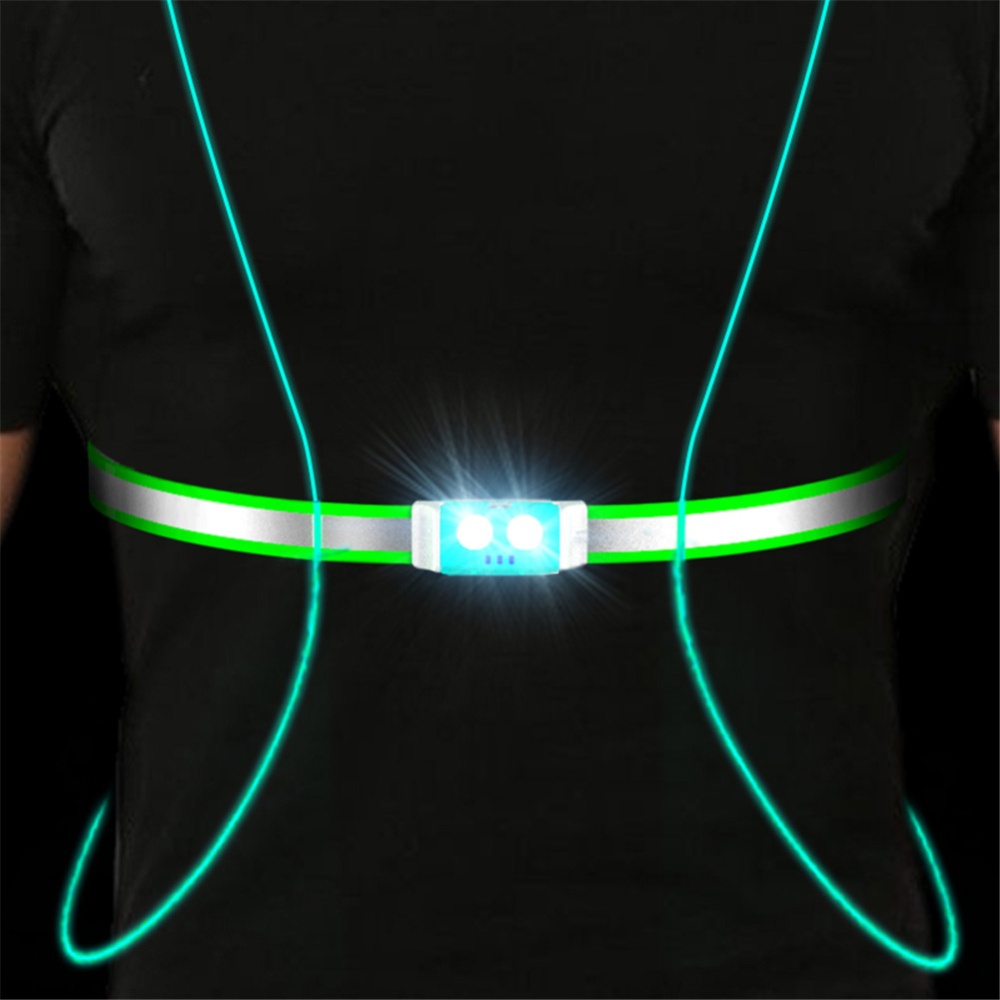 X Shape Safety Vest Usb Rechargeable Night Running Cycling Riding Outdoor Led Lights Fluorescent Green - Image 2