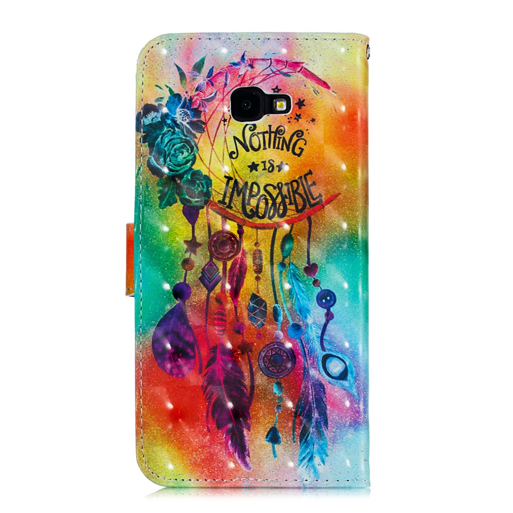 For Samsung J4+/J4 PLUS Cool 3D Coloured Painted PU Magnetic Clasp Wallet Phone Case with Bracket Lanyard Flower wind chimes - Image 3