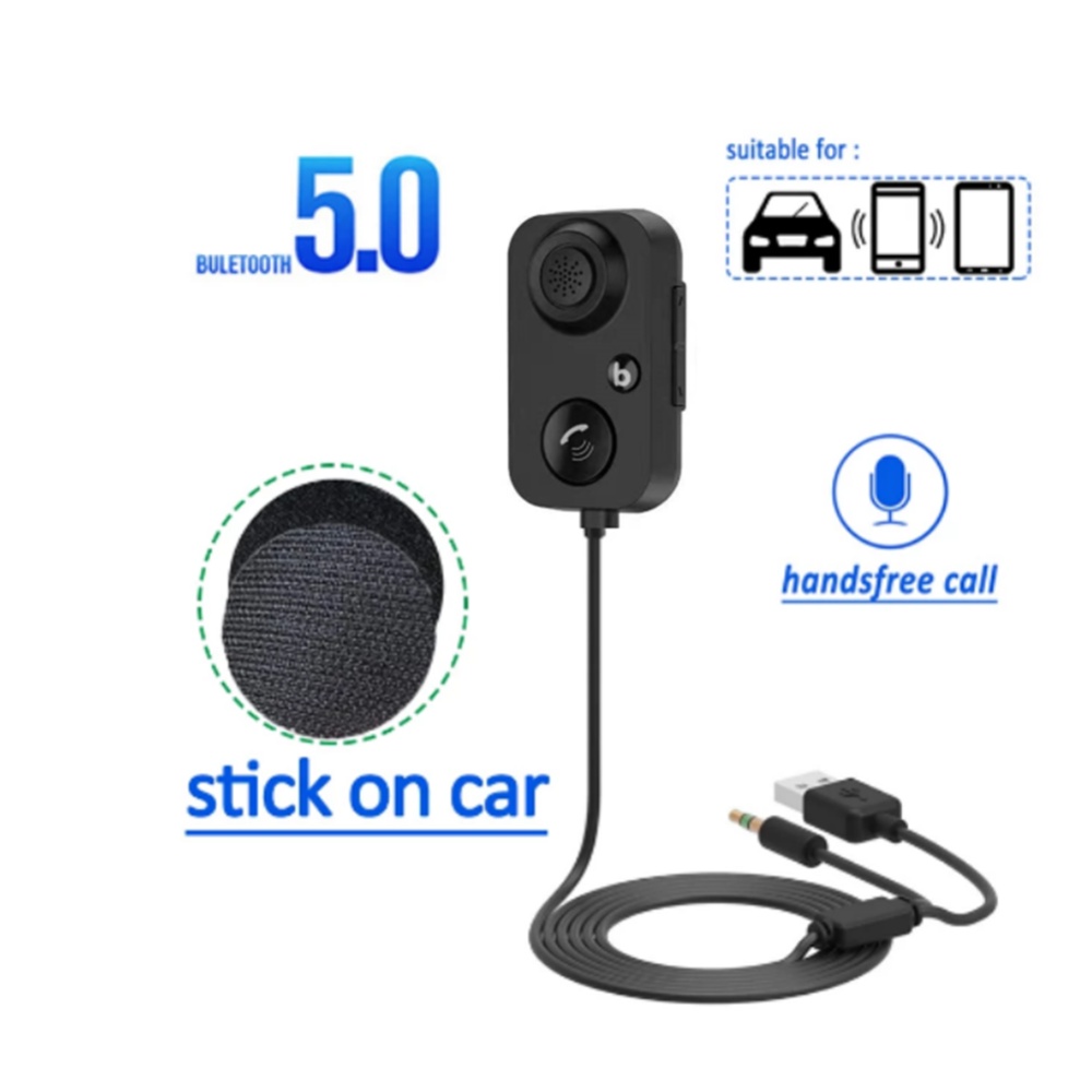 Wireless Car Receiver Bluetooth 5.0 Audio Aux Adapter Kit Compatible for IOS Android Phones Black - Image 3