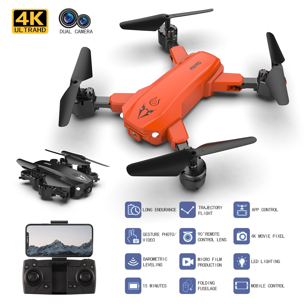 S80 2.4g Drone Black Orange Toy 1080p dual camera - Image 3