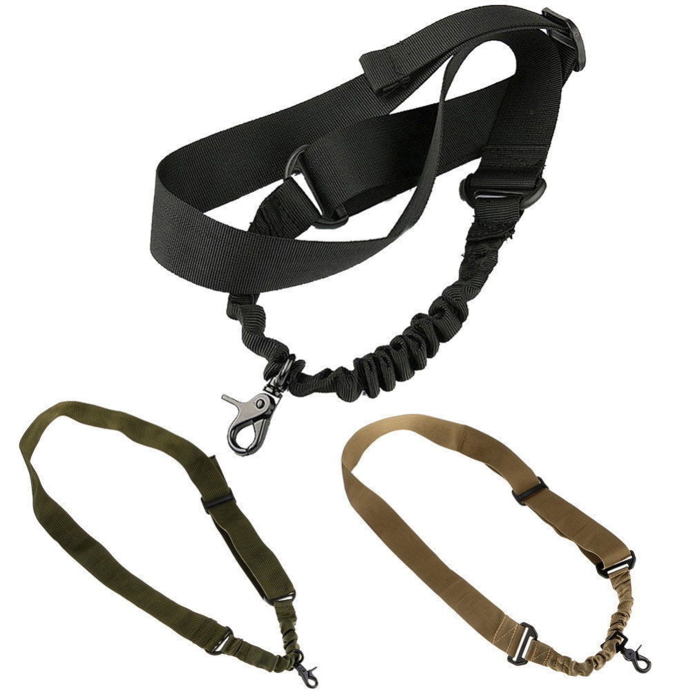 Single Point Tactical Sling Strap Bungee Hook Adjustable Nylon Shoulder Gun for Rifle Hunting Khaki - Image 2