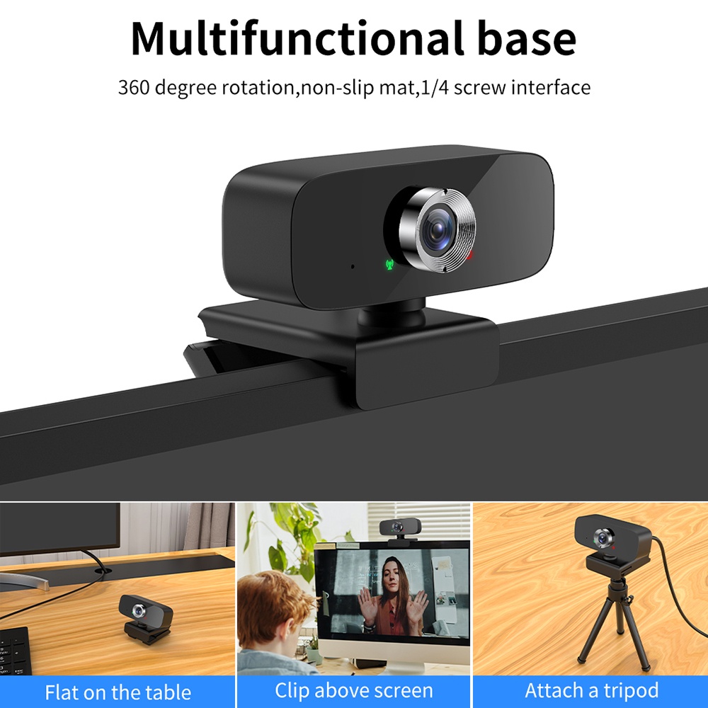 1080p High-definition Webcam Video Conference Computer Camera With Microphone black - Image 2