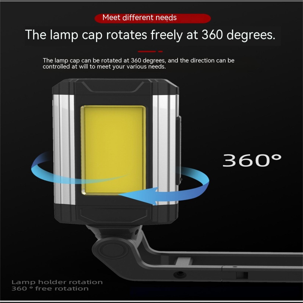 Led Auto Repair Working Light With Magnet Bracket Usb Rechargeable Multi-functional Cob Glare Flashlight silver - Image 2