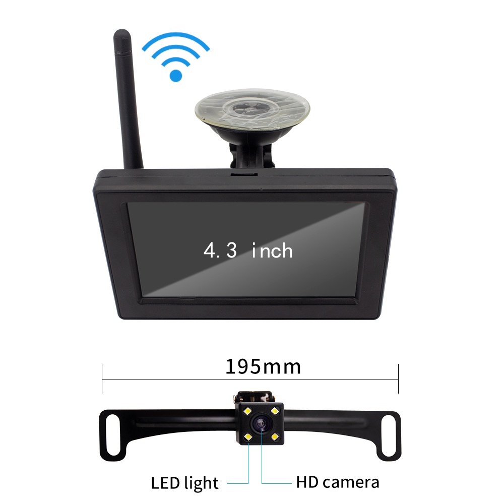 Reversing Camera Rear View 2.4g Wireless Astern Imaging System License Plate Frame black - Image 3