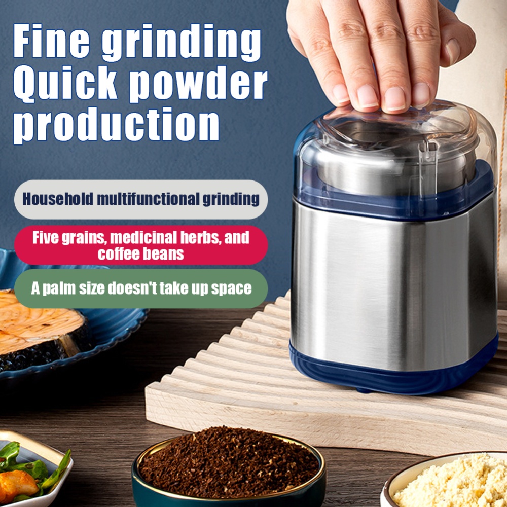 10000~19999 Rpm Electric Grinder Stainless Steel Coffee Bean for Spices Seeds Navy Blue EU Plug - Image 2