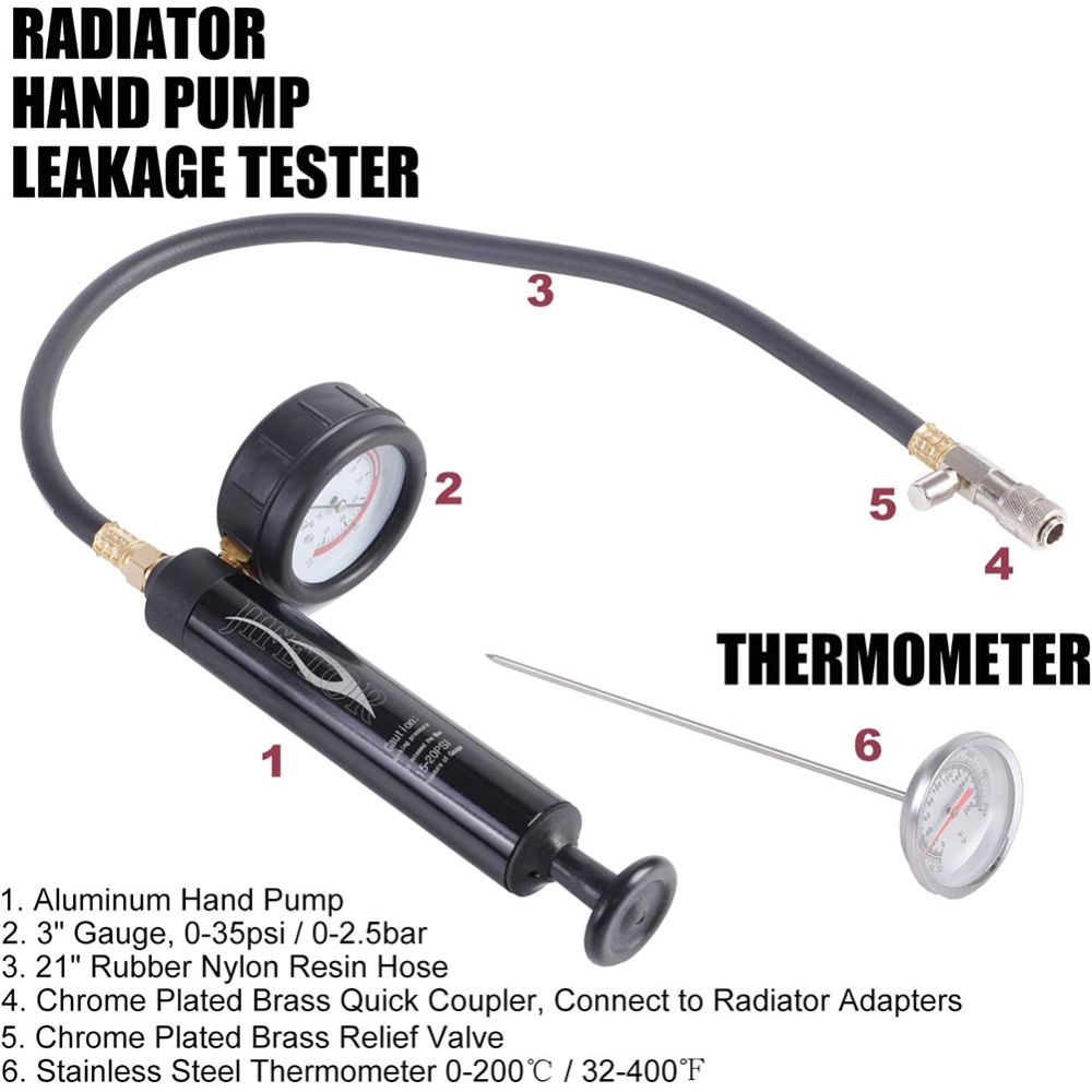 33pcs Water Tank Leak Detector Antifreeze Replacement Tool Cooling System Vacuum Pressure Gauge Detection - Image 2