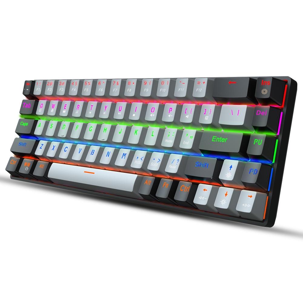 68-key Axis Mechanical Keyboard Dual Color Rgb Backlit Gaming - Image 3