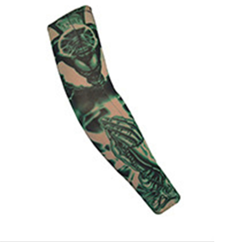 Breathable Tattoo Pattern Cycling Bike Bicycle Arm Warmers Cuff Sleeve Cover UV Sun Protection for Outdoor Activities Random W-04 - Image 3