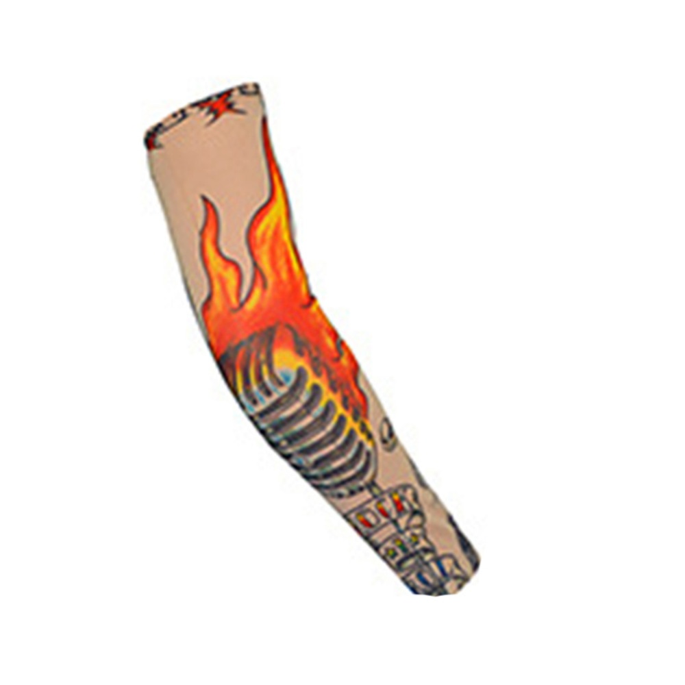 Breathable Tattoo Pattern Cycling Bike Bicycle Arm Warmers Cuff Sleeve Cover UV Sun Protection for Outdoor Activities Random W-04 - Image 2