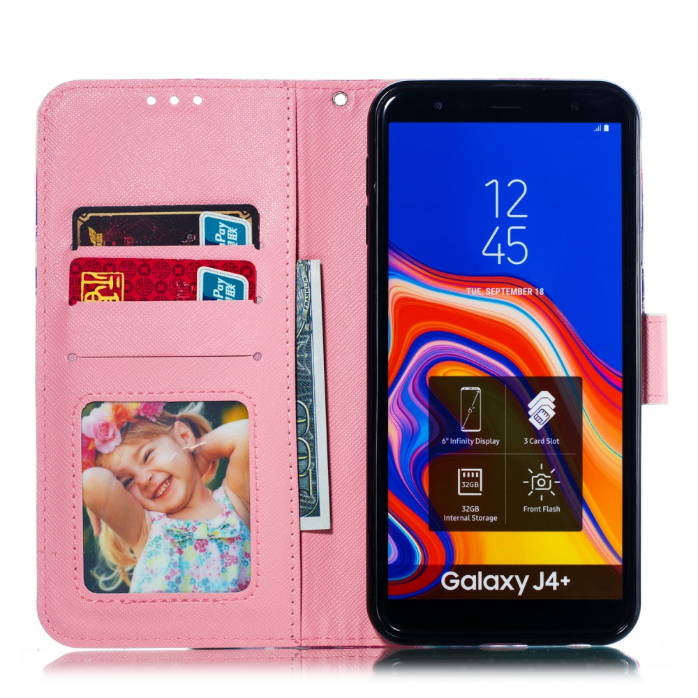 For Samsung J4+/J4 PLUS Cool 3D Coloured Painted PU Magnetic Clasp Wallet Phone Case with Bracket Lanyard Black girl - Image 3