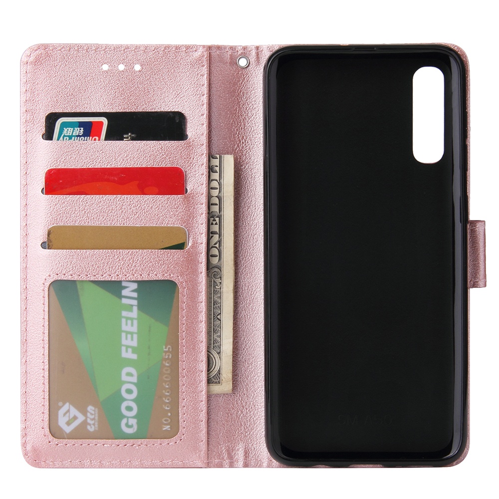 For Samsung A50 Wallet-type PU Leather Protective Phone Case with Buckle & 3 Card Position Rose gold - Image 3