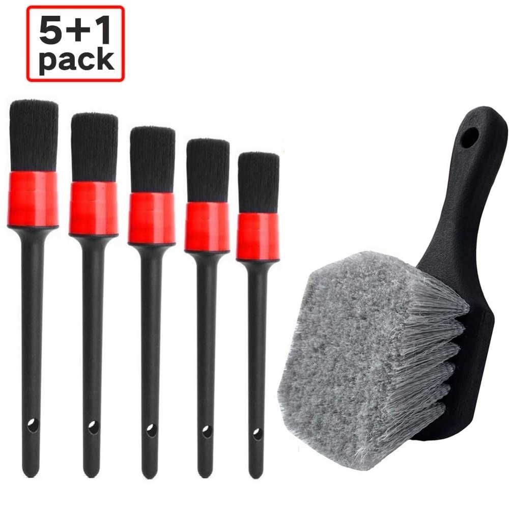 6PCS Wheel Tire Brush Soft Bristle Car Wash Detailing Cleaning red - Image 2