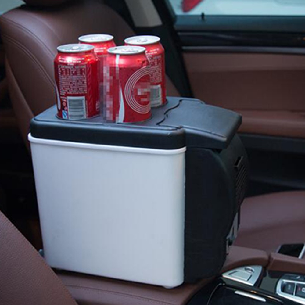 Mini 6L Car Refrigerator 12v Multi-function Travel Fridge Home Cooler Warmer with 4 Drink Holes Electric black_12V for car - Image 3