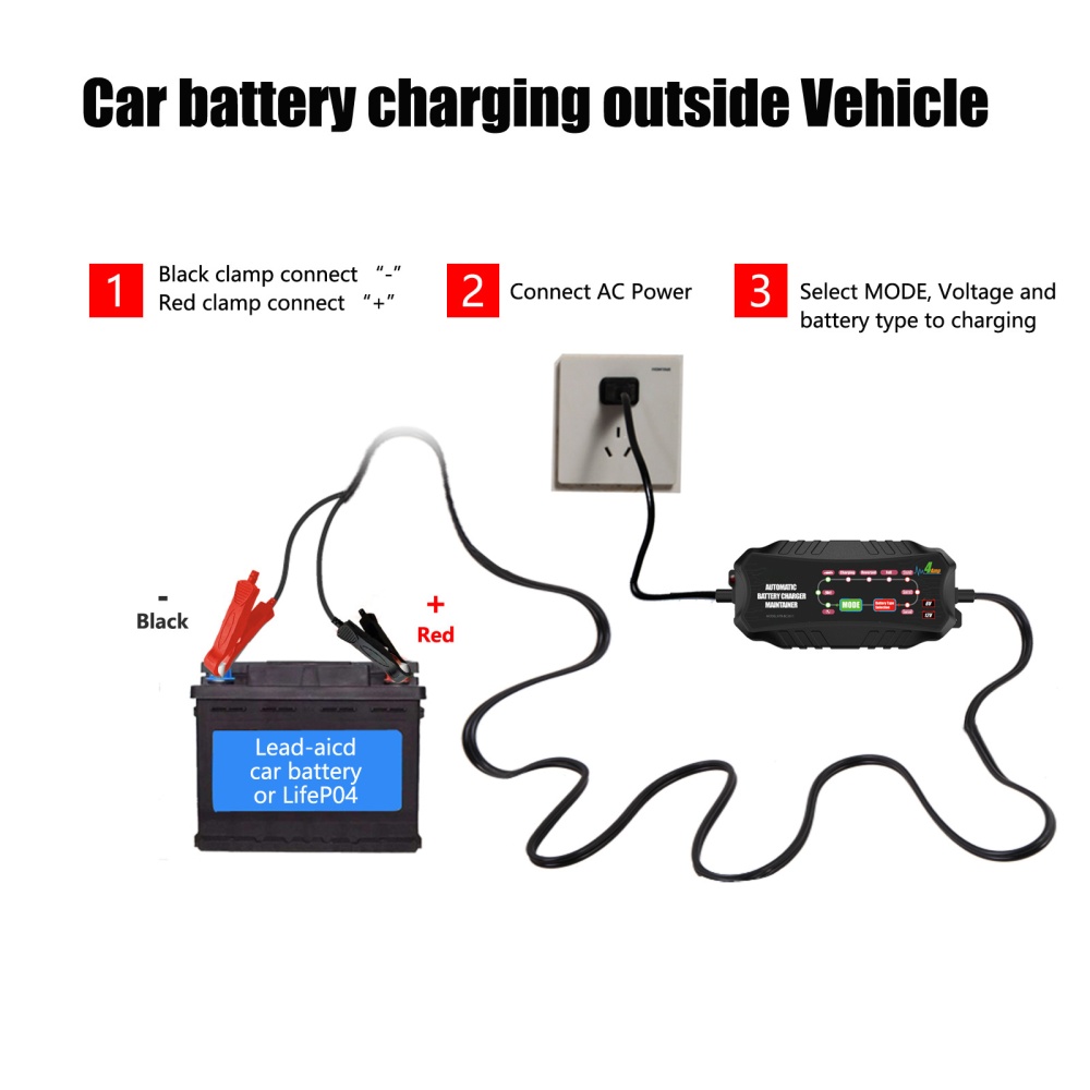 6v4a 12v4a Car Motorcycle Battery Charger Short Circuit Protection Intelligent Repair US Plug - Image 2