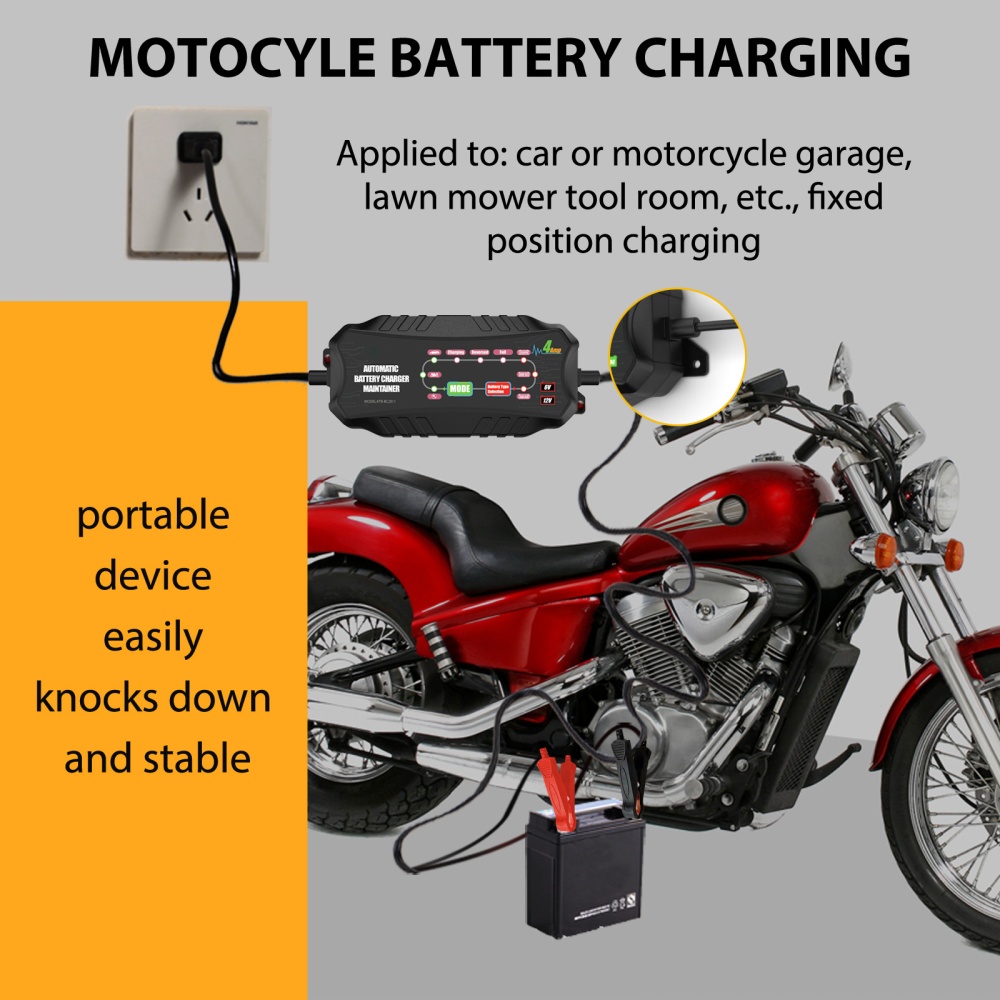 6v4a 12v4a Car Motorcycle Battery Charger Short Circuit Protection Intelligent Repair US Plug - Image 3