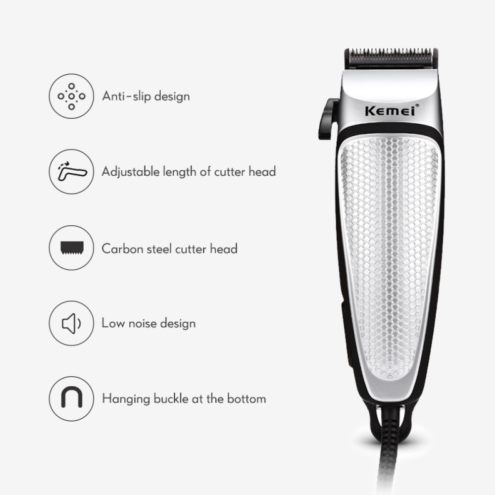 Professional Hair Clipper Electric Trimmer Household Low Noise Haircut Men Shaving Machine Styling Tool Silver_EU Plug - Image 3