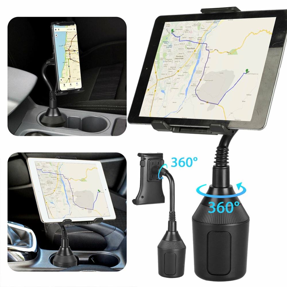 Car Cup Holder Mount Bracket 360 Degree Rotatable Stand Adjustable Mobile Phone Navigation Support Compatible For Ipad black - Image 3