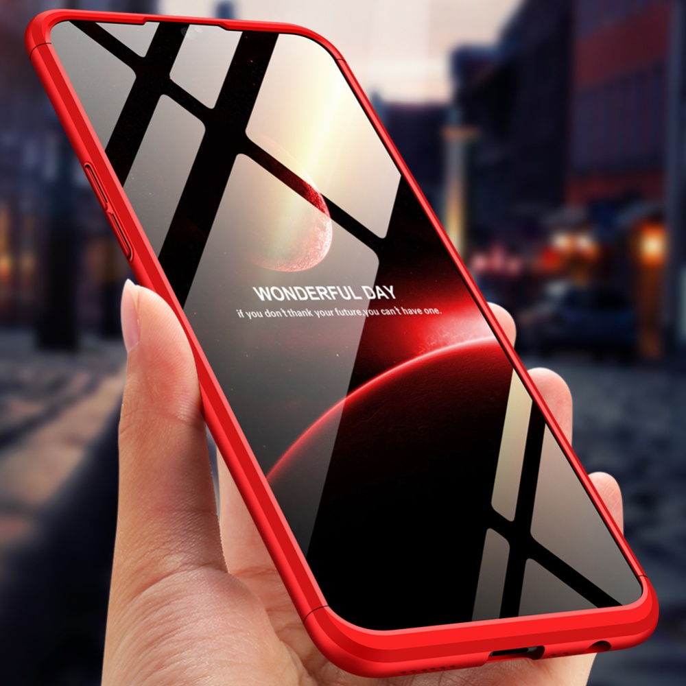 for Oppo A7 Ultra Slim PC Back Cover Non-slip Shockproof 360 Degree Full Protective Case Red black red_Oppo - Image 3