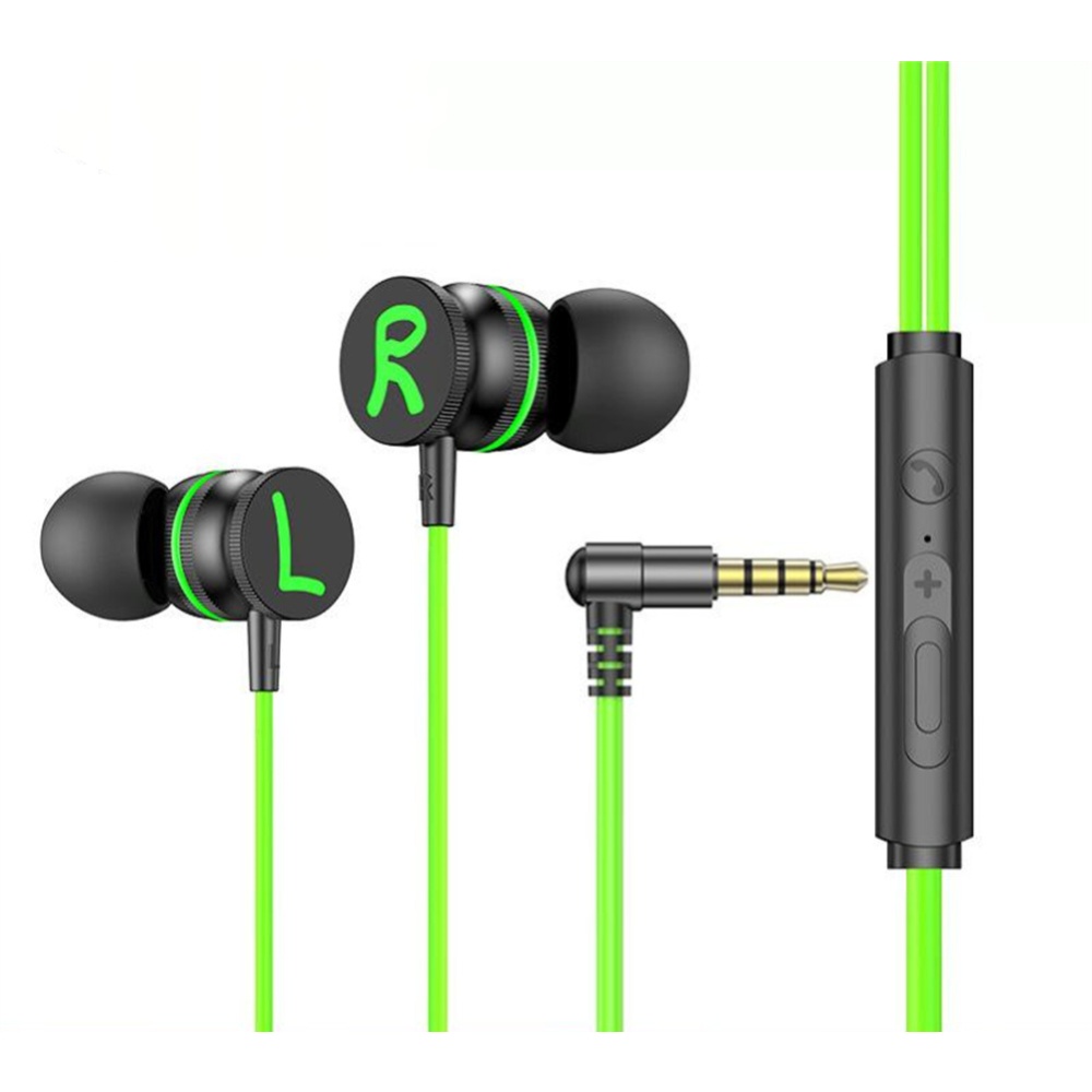 Gaming Wired Headset Elbow Jack Earphone Left Right Channel In-ear Headphones