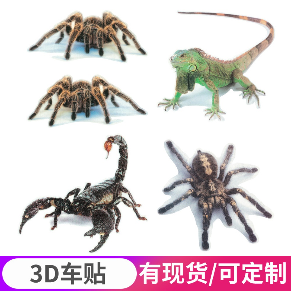 3D Car Sticker Animals Bumper Spider Gecko Scorpions Car-styling Vinyl Decal Black spider - Image 3