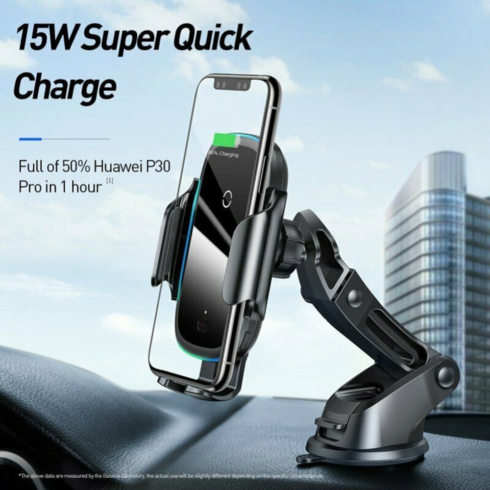 Infrared Induction Automatic Locking Car Phone Holder Bracket Wireless Charger Mobile Smartphone Support Cell Stand black - Image 2