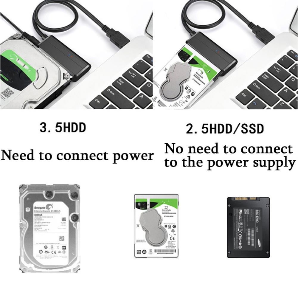 USB3.0 to SATA Adapter Cable UASP 2.5/3.5inch HDD SSD Hard Drive Converter for Windows Mac OS black - Image 3