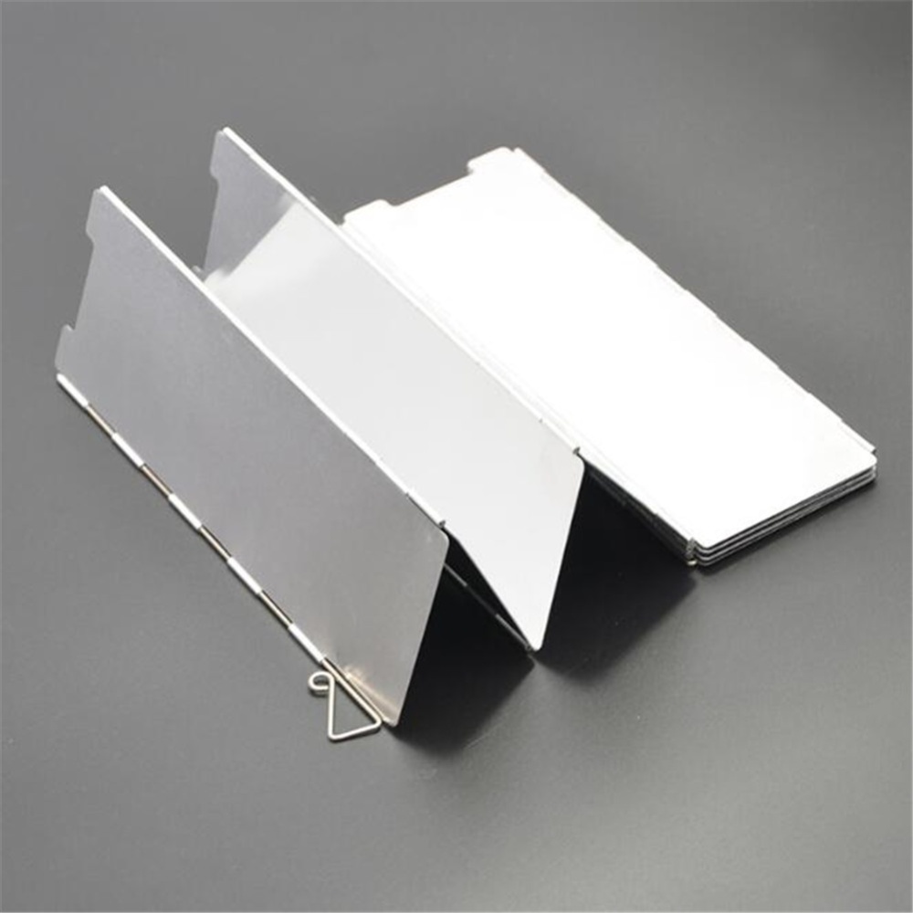 10PCS Outdoor Pinic BBQ Cooking Wind Shield Ultra-Light Foldable Alloy Camping Cooker Gas Stove Silver_10 pieces - Image 2