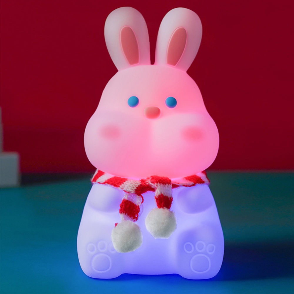 Cute Rabbit Led Silicone Night Light Usb Rechargeable Colorful Remote Control Lamp For Kids Baby Toy Gift - Image 2