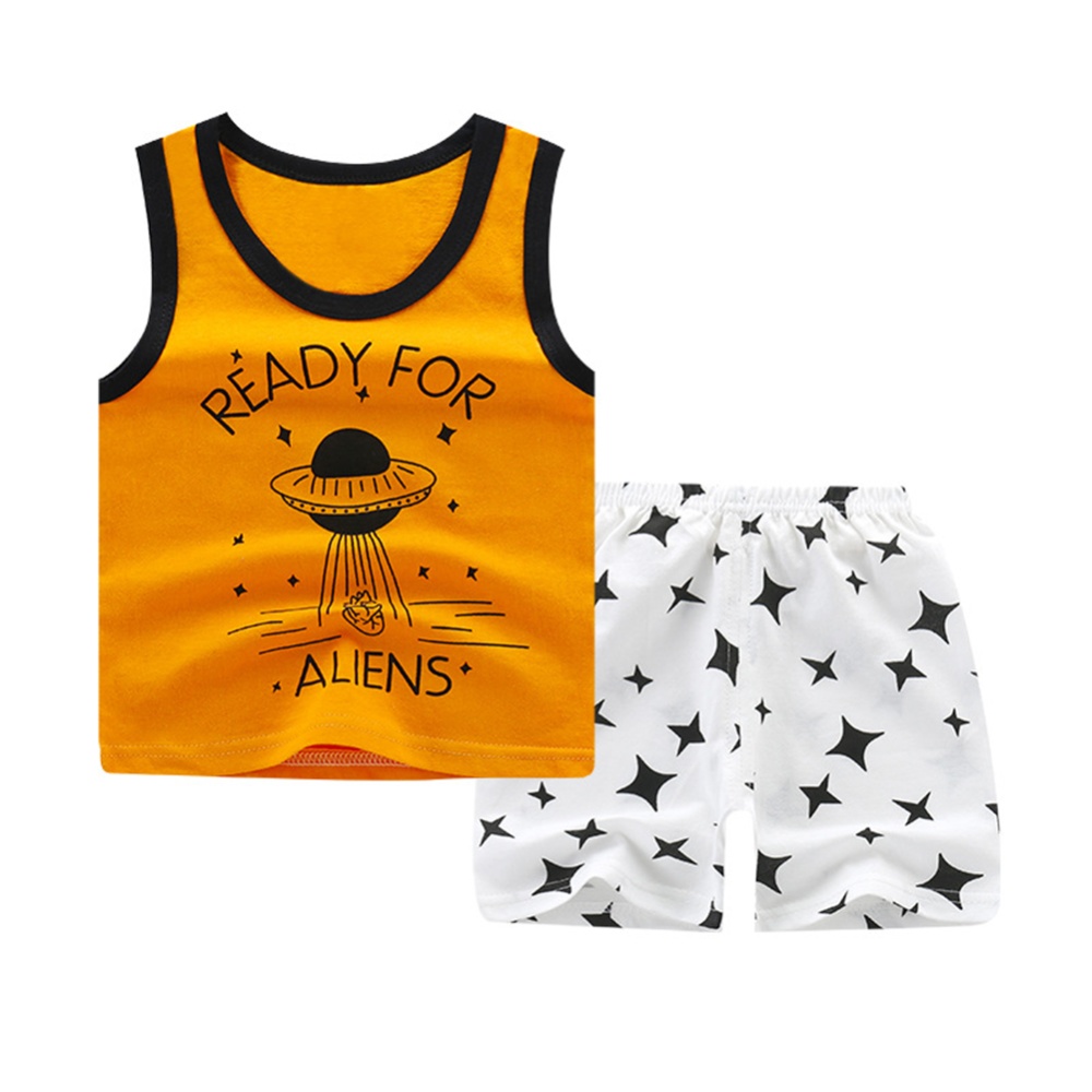 Summer Thin Pajamas For Children Cotton Cute Cartoon Printing Sleeveless Tank Tops Shorts Suit Boys dark blue dinosaur 8-18 months S - Image 3