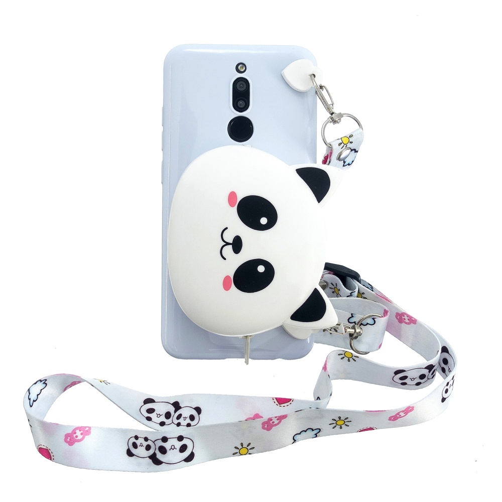 For Redmi 8/Redmi 8A Case Mobile Phone Shell Shockproof Cellphone TPU Cover with Cartoon Cat Pig Panda Coin Purse Lovely Shoulder Starp Whit - Image 3