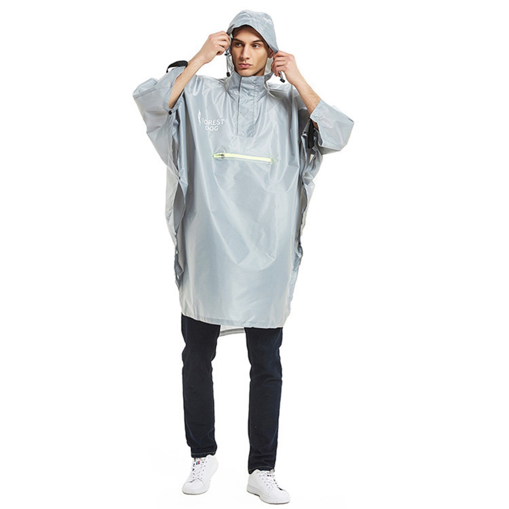 Men Women Raincoat Lightweight Cycling Poncho Hooded Rainwear For Outdoor Camping Mountaineering Hiking Fishing grey - Image 2