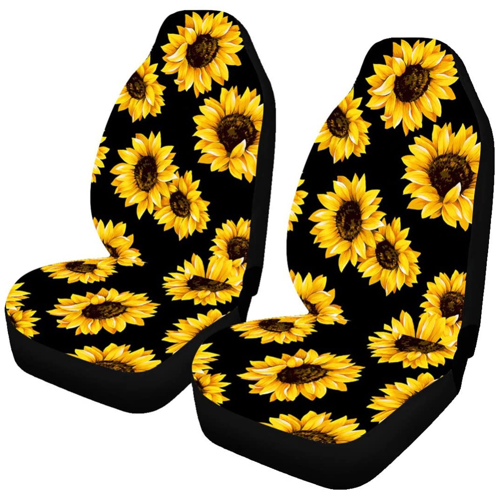 2pcs Car Seat Covers Lovely Sunflower Universal Auto Front Seats Protector - Image 2