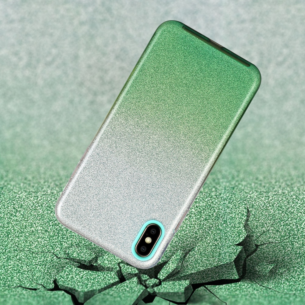 For iphone X/XS/XR/XS MAX/11/11 pro MAX Phone Case Gradient Color Glitter Powder Cover with Airbag Bracket green - Image 3