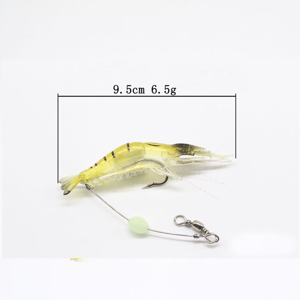 9cm Simulation Prawn Fishing lure Multicolor Luminous Tackle Bait Sea fishing Soft bait tool 4#Black head and white body - Image 3