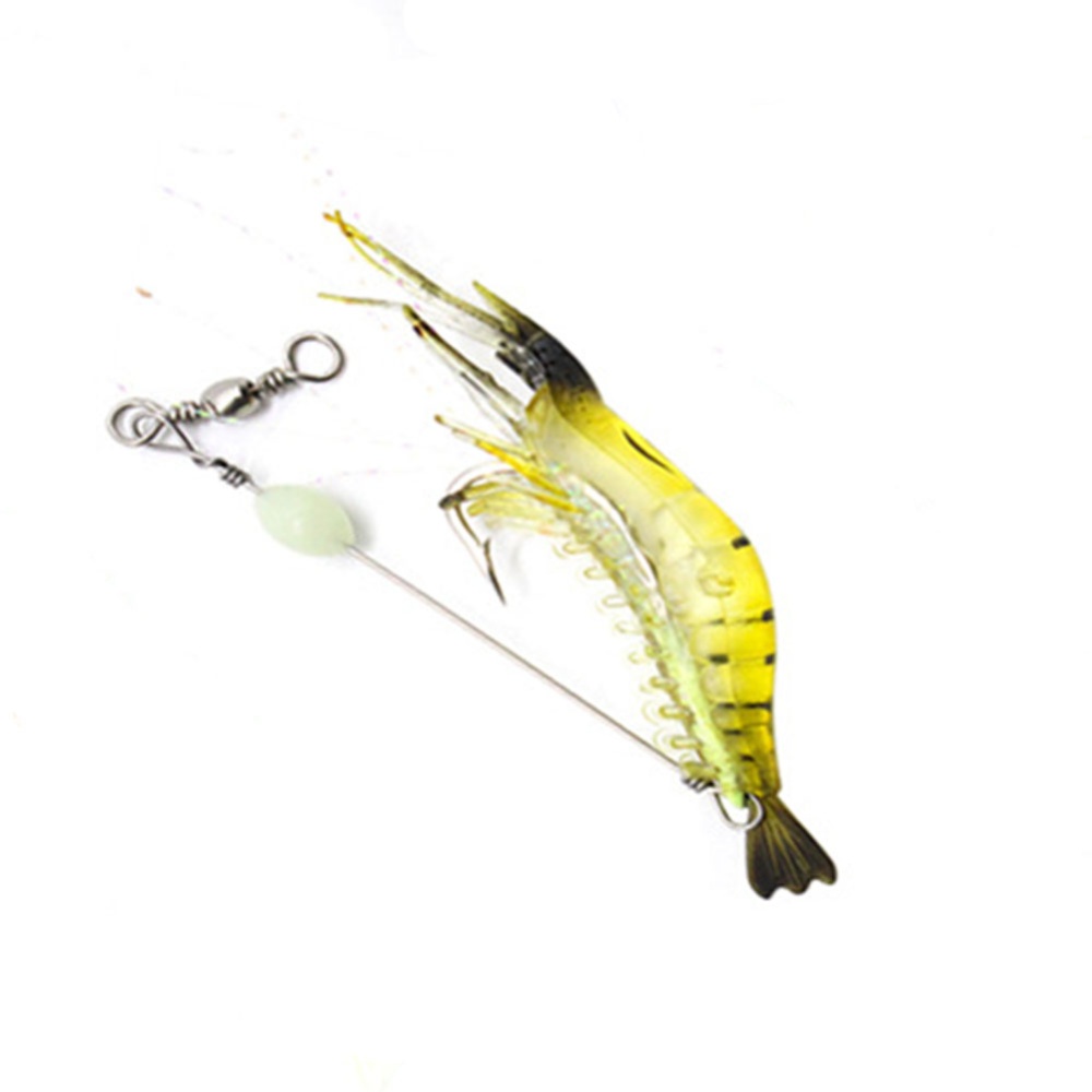 9cm Simulation Prawn Fishing lure Multicolor Luminous Tackle Bait Sea fishing Soft bait tool 4#Black head and white body - Image 2