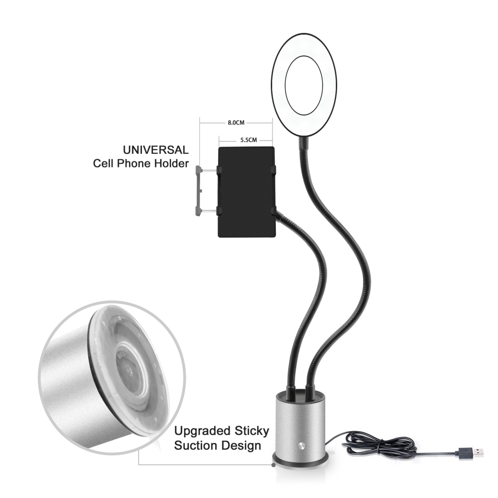 Multi-functional Fill Light Beauty Mobile Phone Holder Self-timer Live Artifact Performances Silver - Image 3