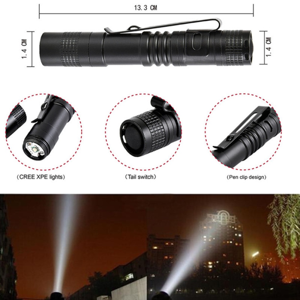 5Pcs/1Pc Mini Waterproof Aluminium Alloy Pen Shape Flashlight with Clip 1pc flashlight - Image 2