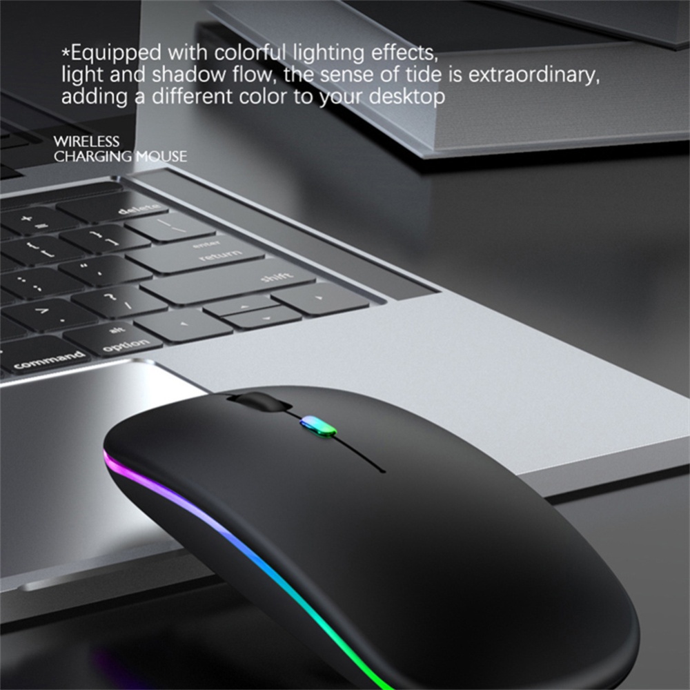 2.4G Wireless Mouse Usb Rechargeable Bluetooth RGB Silent with Backlight for Laptop iPad Rose Golden - Image 2