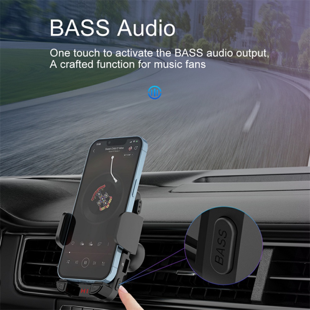 C1 Car Mount Air Outlet Mobile Phone Holder Bluetooth-compatible Hands-free Stand Fm Transmitter Adapter black - Image 3