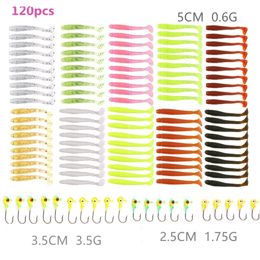 120pcs/Set Soft Fishing Lure Bait Set for Saltwater Freshwater set - Image 2