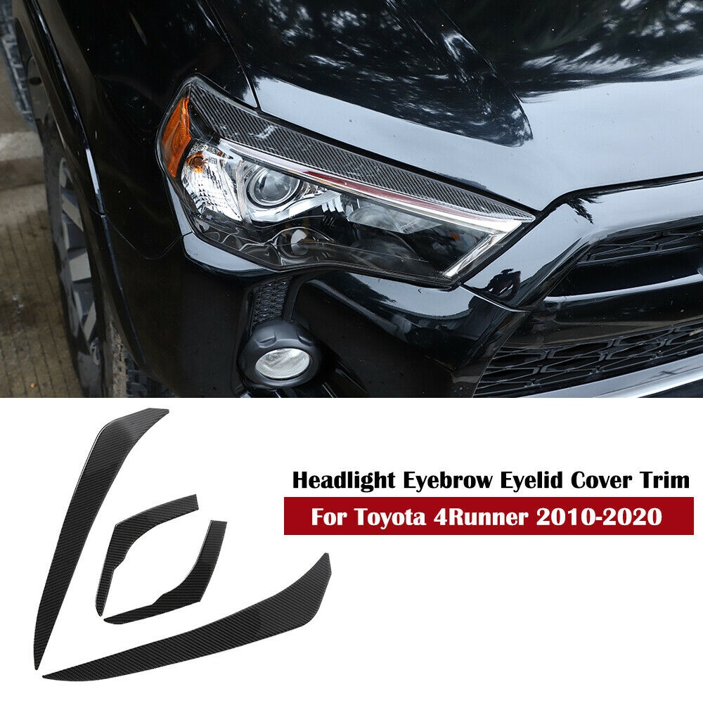 4pcs/set Carbon Fiber Headlight Eyebrow Eyelid Cover Trim For 4Runner 2010-2020 black - Image 2