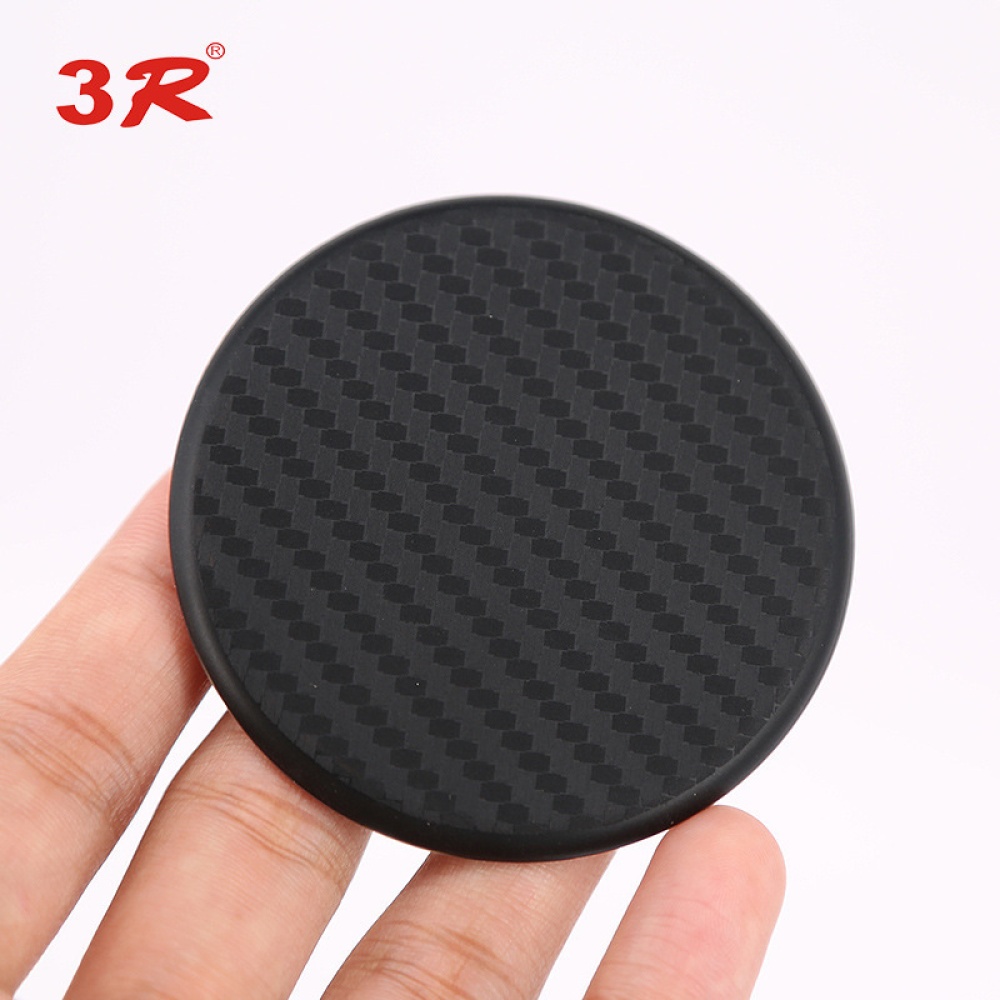 Auto Water Cups Slot Non-Slip Carbon Fiber Car coaster Non-slip Mat Mats accessories Two pieces of square 3R-2140_6 * 6cm - Image 3