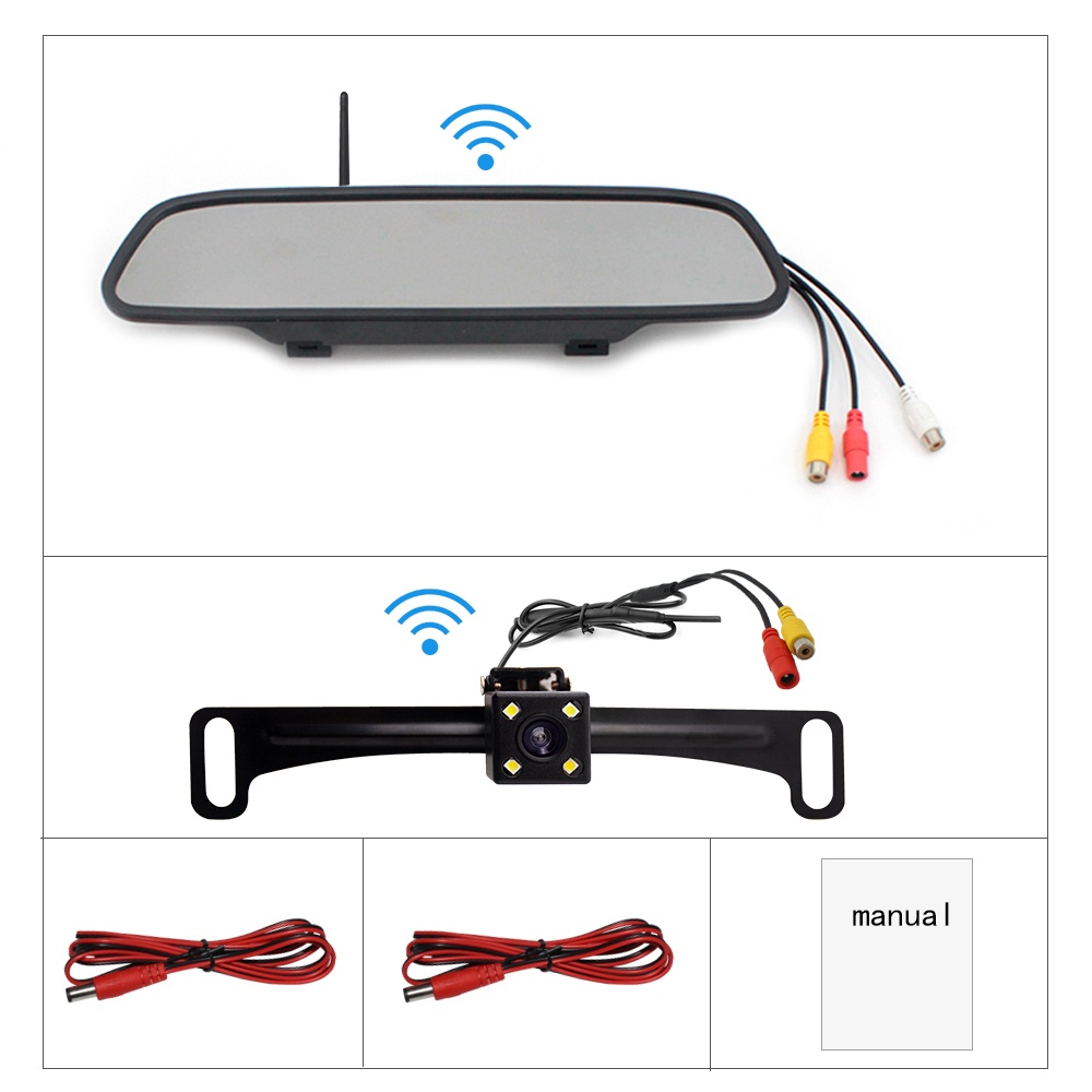 Rearview Mirror DVR 4.3-inch 2.4G Rear View + Reversing Camera Wireless Car black - Image 3